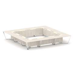 Steel Meet Стол переговорный квадратный MMK-PR.B.SP-24K Денвер Светлый/Ваниль Глянец/Нержавеющая Ста