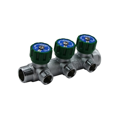 Коллектор регулирующий FAR 3/4" (ВР-НР) с 3 отв. 1/2"EU с вставкой под плоское уплотнение