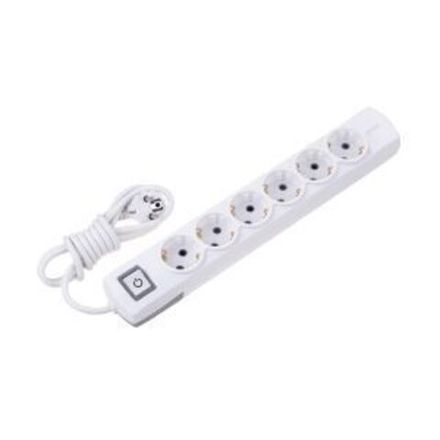 Удлинитель PREMIUM 6 гнезд, 1,5м, 3х1,5мм², с/з, с выключателем, белый REXANT