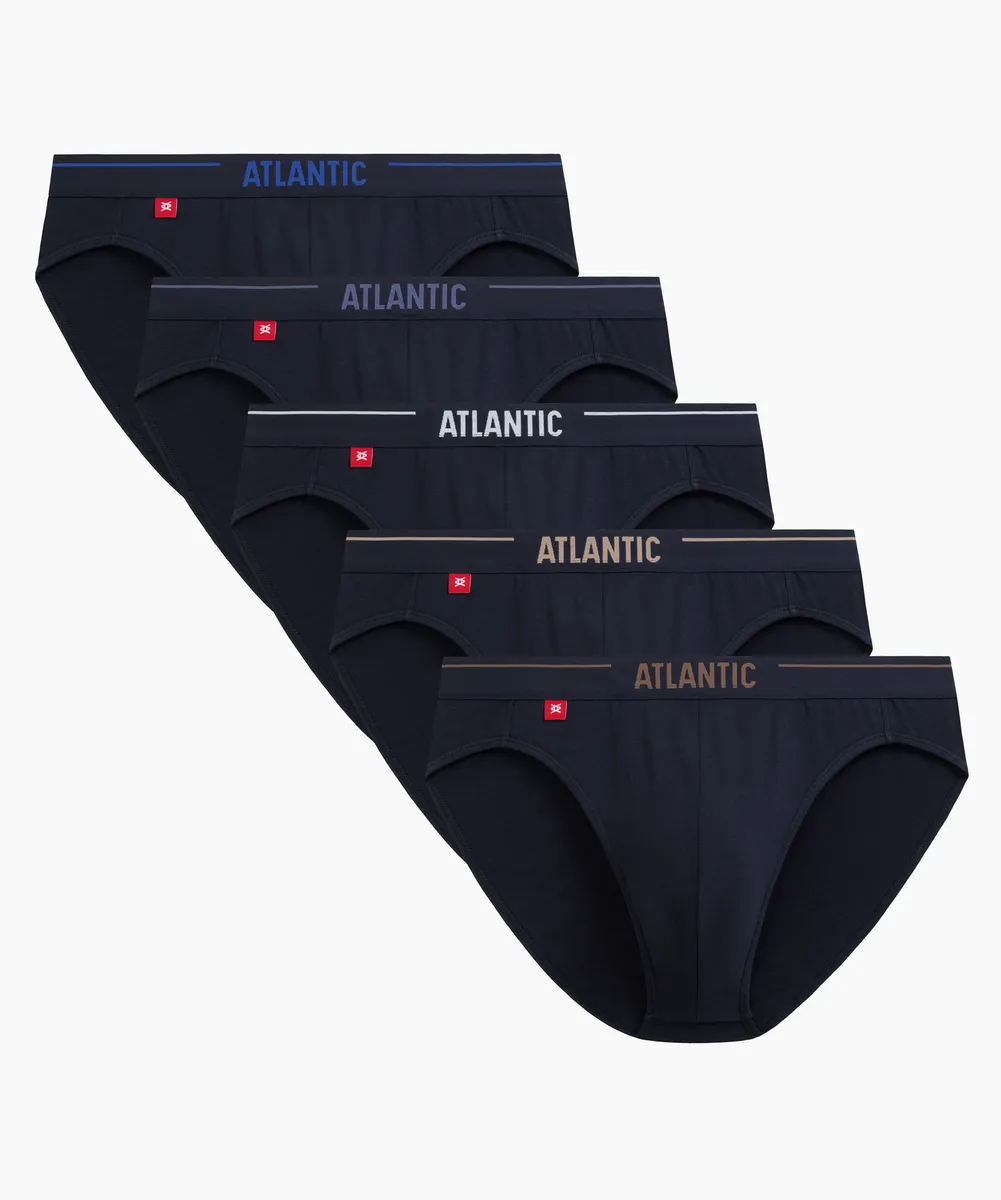 Мужские трусы слипы спорт Atlantic, набор 5 шт., хлопок, темно-синие, 5SMP-004
