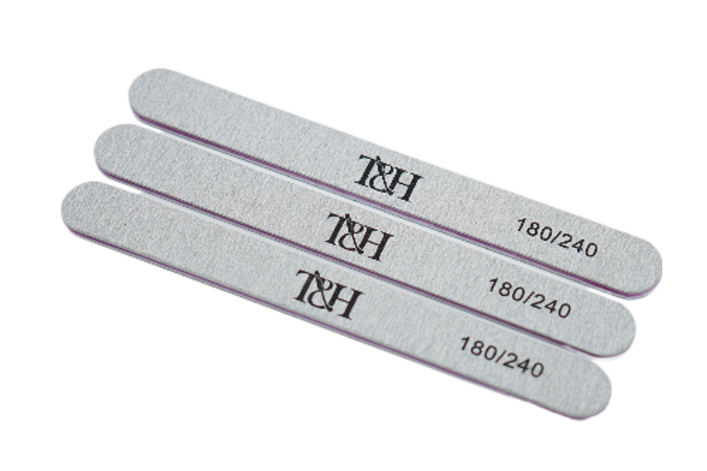Пилка для ногтей T&amp;H серая 180/240