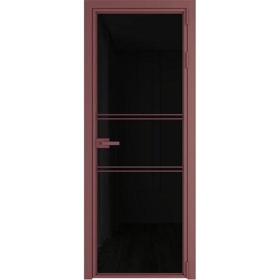 Алюминиевая дверь 2AХ красный антрацит стекло чёрный триплекс