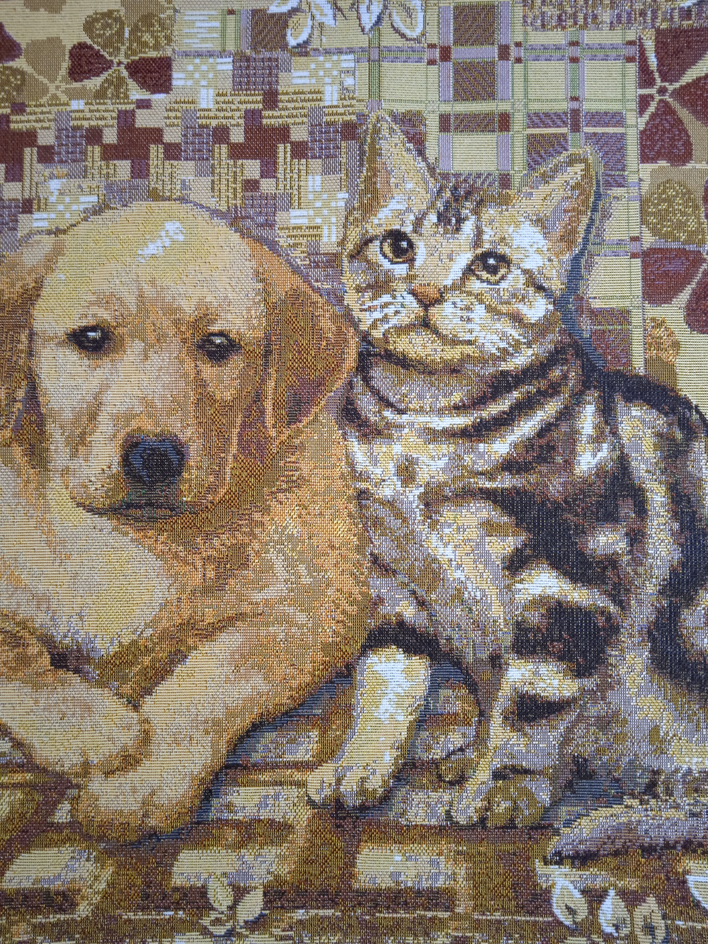 Декоративный гобеленовый чехол Щенок и котенок 47х47