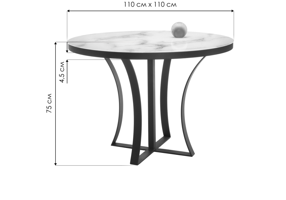 Стол стеклянный Woodville Нейтон белый мрамор, золото