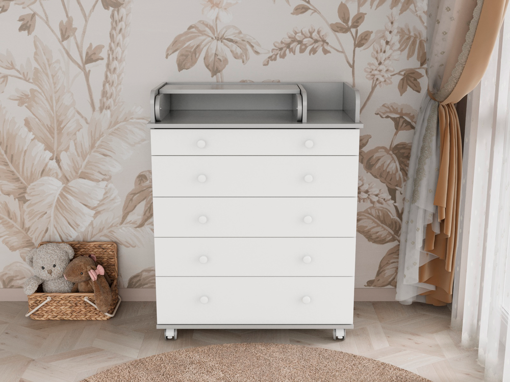 Комод Oskar серый/белый