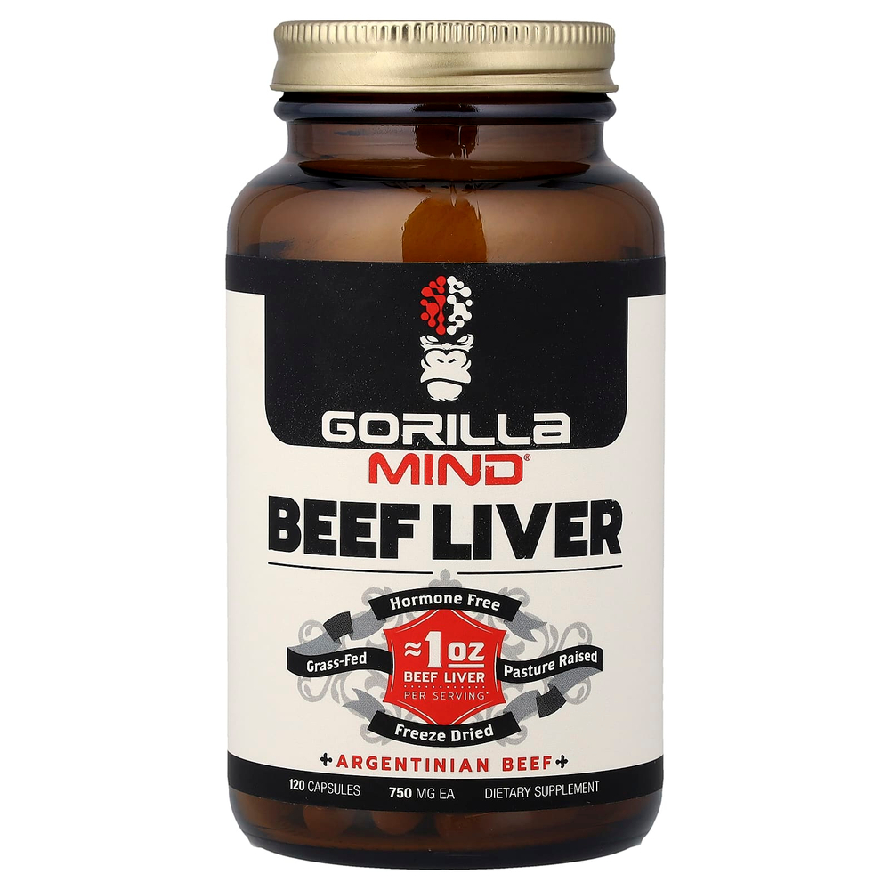 Gorilla Mind, Говяжья печень, 750 мг, 120 капсул