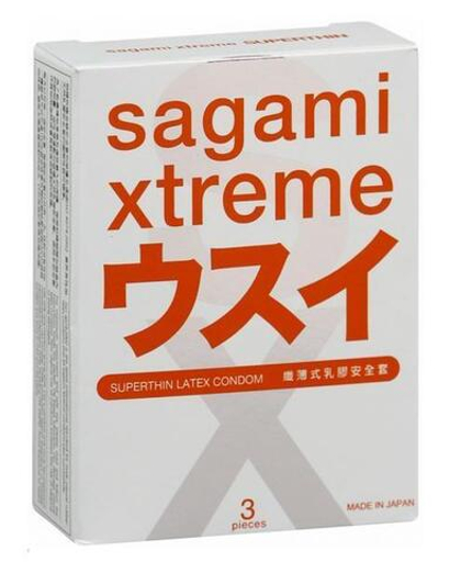 Sagami Xtreme 0.04мм - Презервативы латексные, ультратонкие 3шт.