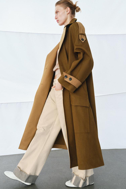 ZARA ДЛИННЫЙ КОМБИНИРОВАННЫЙ ТРЕНЧ — ZW COLLECTION, МЯГКИЙ КАШТАНОВЫЙ