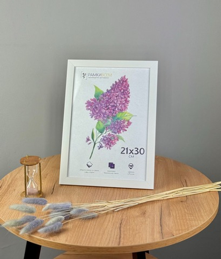 Фоторамка пластиковая 21х30 см, белая, матовая, арт. 2130.659455