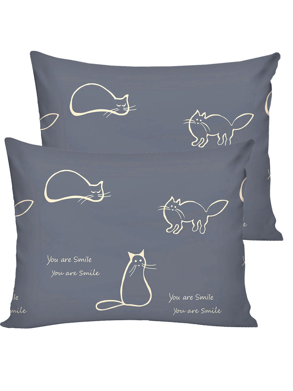 Постельное белье Полисатин Мечта "Котики на сером" евро Наволочка 50х70 см 2 шт Простынь на резинке 180x200 см Пододеяльник 200x215 см