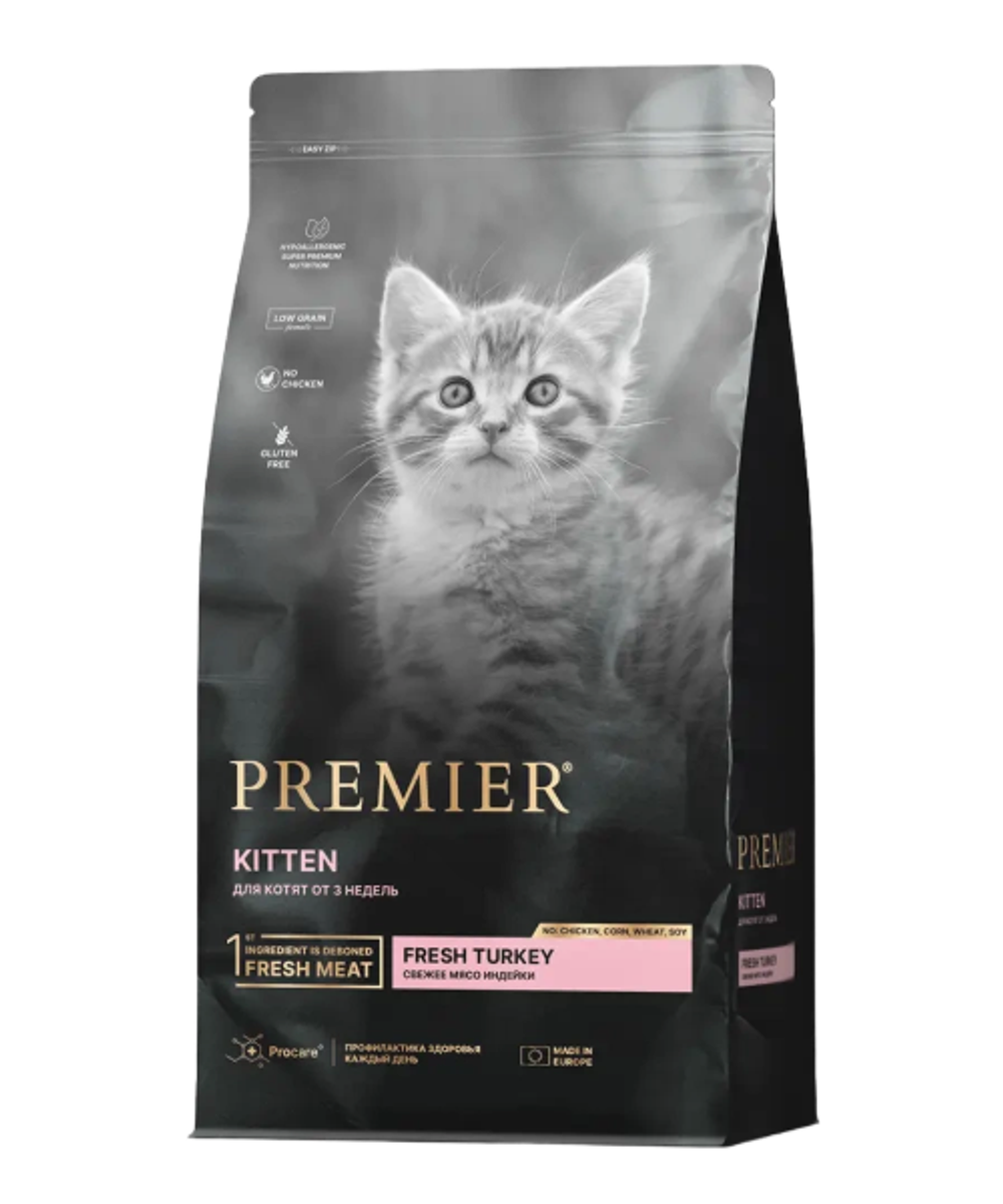 Сухой корм для котят Premier Cat Kitten беременных и кормящих с индейкой 0,4кг