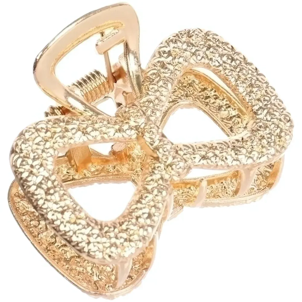 Заколка - краб для волос на блистере «КАСКАДА», бантик, цвет золото и серебро, 2.5*4см (пакет с подвесом)