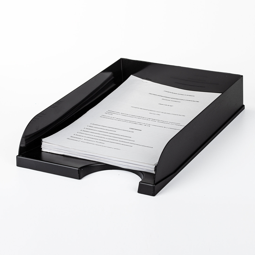 Лоток горизонтальный для бумаг BRAUBERG Standard 350х253х65 мм черный (5 штук в упаковке)