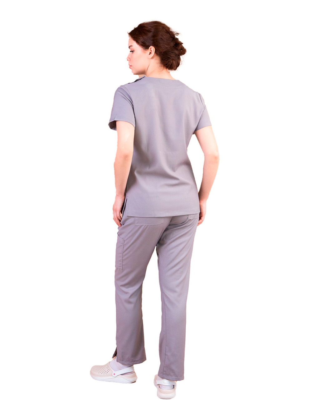 Брюки медицинские женские Тезис TZ310, на резинке, серо-бежевый, 54