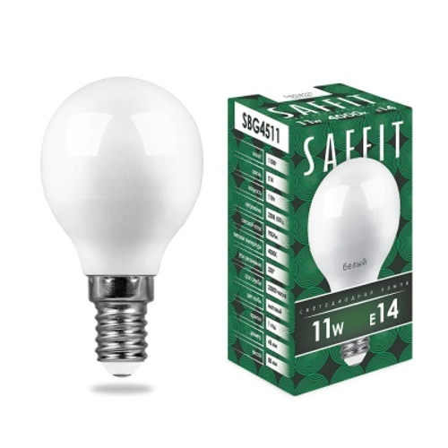 Лампа светодиодная LED SAFFIT шарик SBG4511 11W Е14 А60 4000K