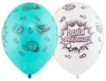 Шар (14"/36 см) Шелкография пастель, С ДР Комиксы 25 шт.