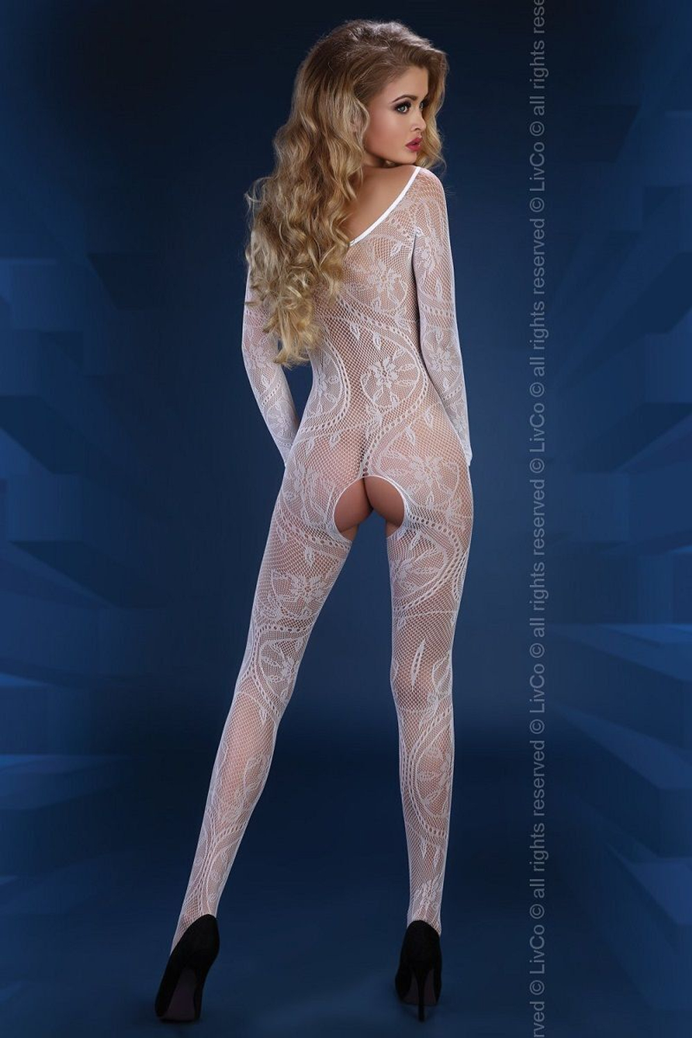 Ажурный комбинезон Abra с длинными рукавами и доступом (Размер: S-M-L) (Цвет: желтый)