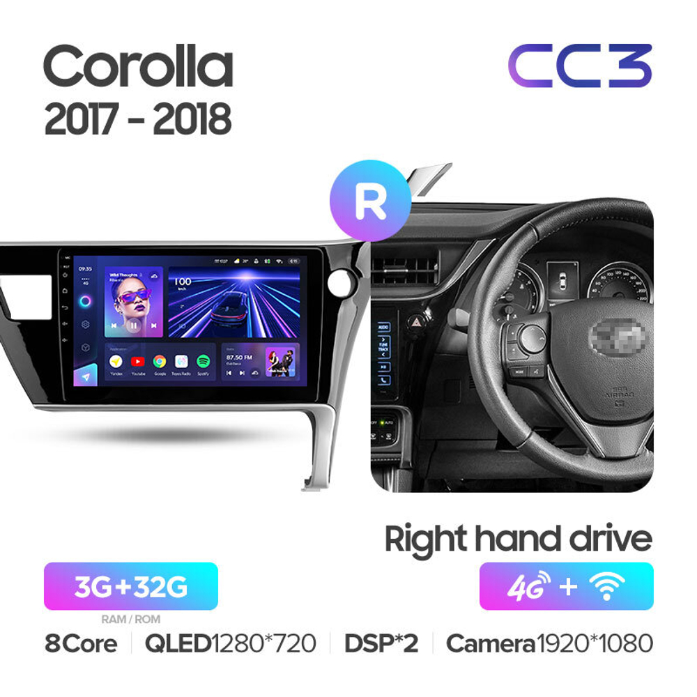 Teyes CC3 10,2" для Toyota Corolla, Auris 2017-2018