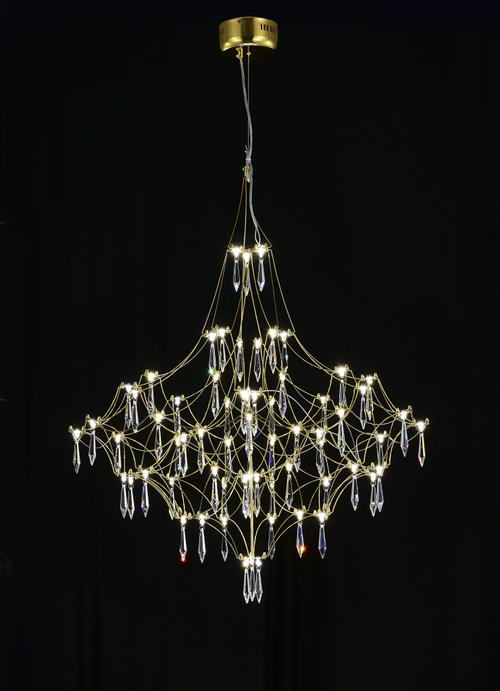 Подвесная люстра светодиодная с пультом и хрустальными подвесками Asfour MyFar Allegria MR2643-66P-76AP