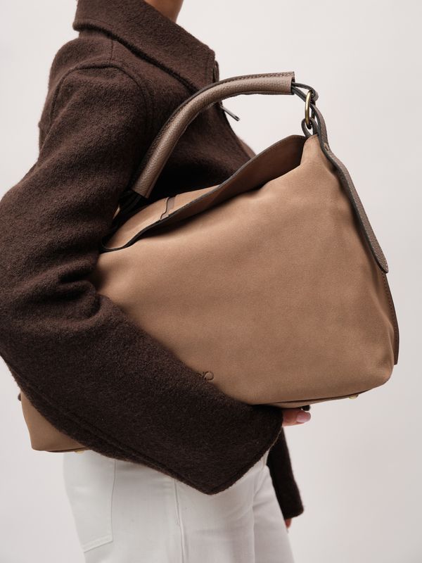 Замшевая сумка Andrea DBR 31374 серо-коричневый