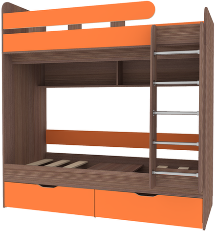 Двухъярусная кровать КарИВи Юниор 5 80х190 Бодего Темный Оранжевый