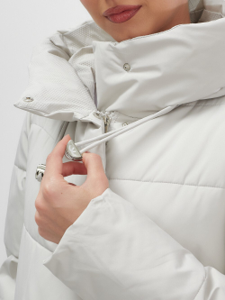 Куртка женская демисезонная с капюшоном серого цвета 1139Sr