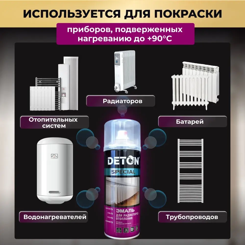 DETON SPECIAL  Аэрозольная эмаль алкидная для Радиаторов отопления Белая 520 мл