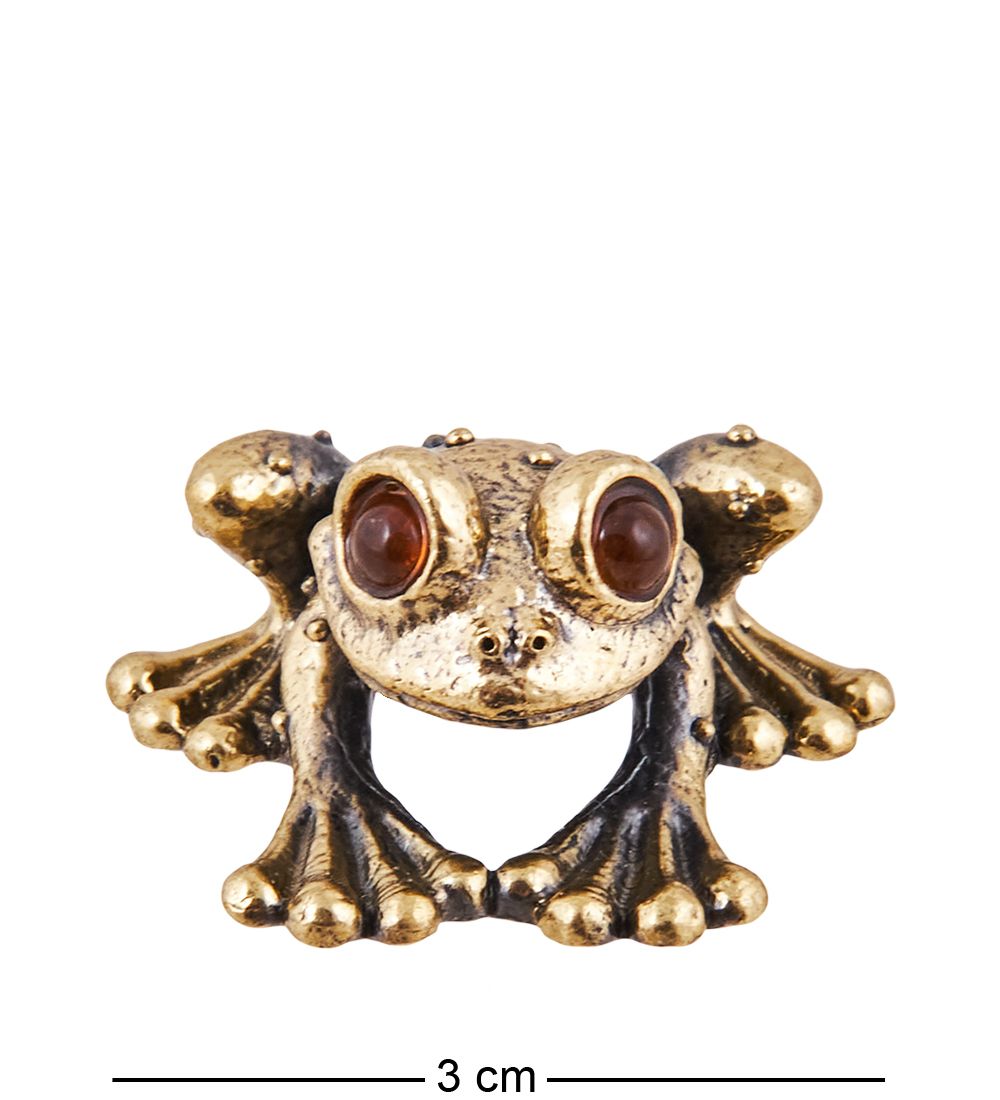 Народные промыслы AM-3682 Фигурка «Лягушка Амазонская» (латунь, янтарь)