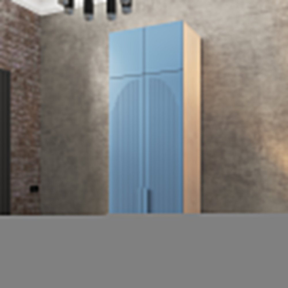 Шкаф Агератум МДФ двухсекционный с антресолью в синей эмали - Дуб молочный 8622  120*50*260