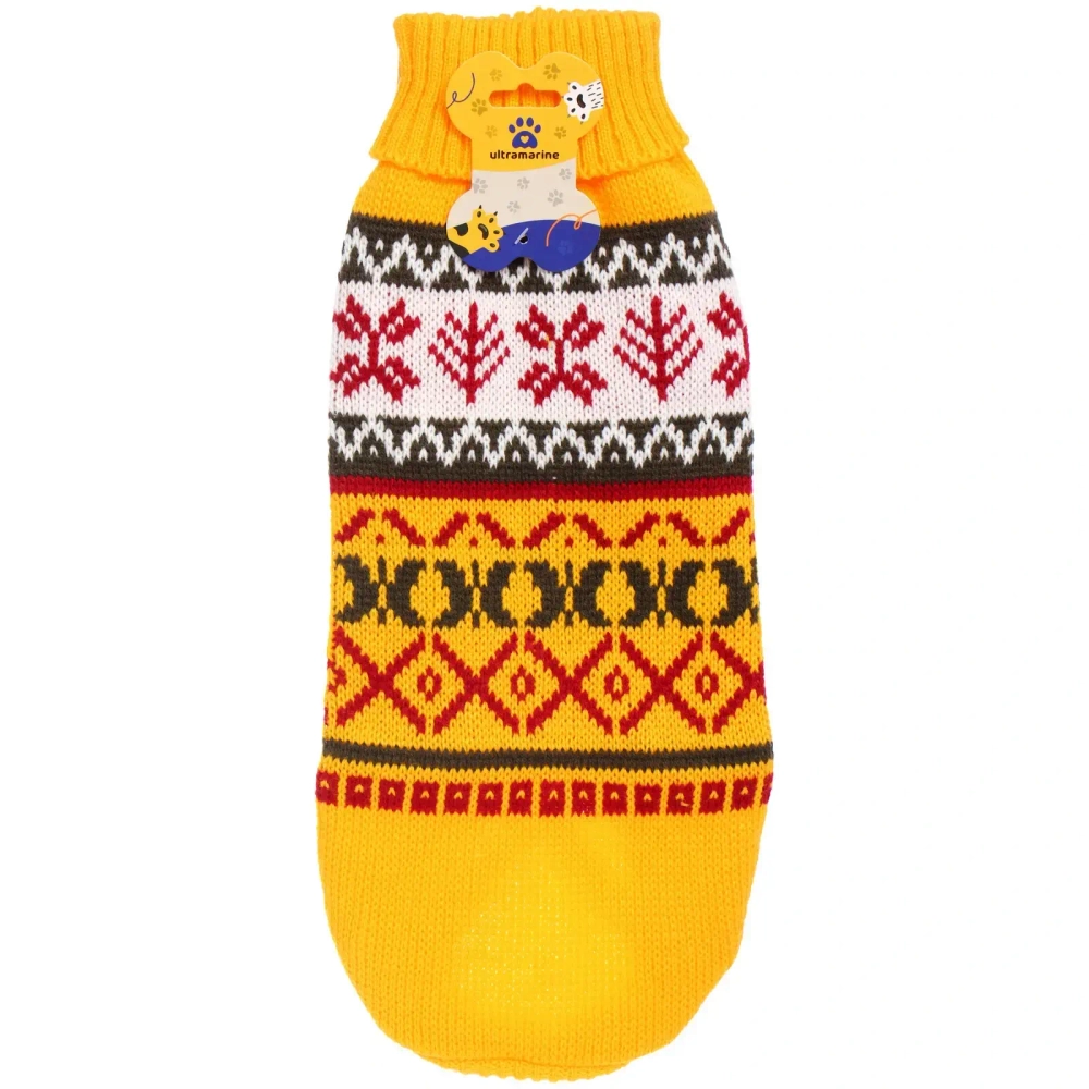 Кофта - свитер для мелких пород собак и кошек «BRO Style», снежинки, цвет желтый, р XL