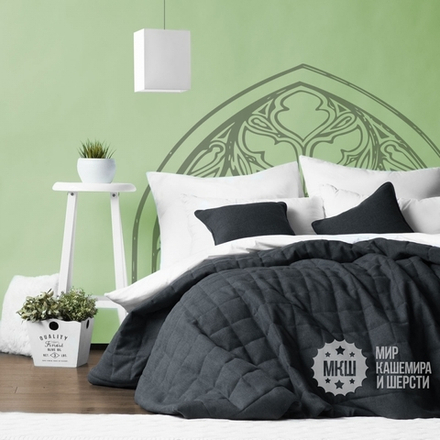 Покрывало на кровать под лен ДЖЕРРИИ (арт. BL02-274-13) - мокрый асфальт