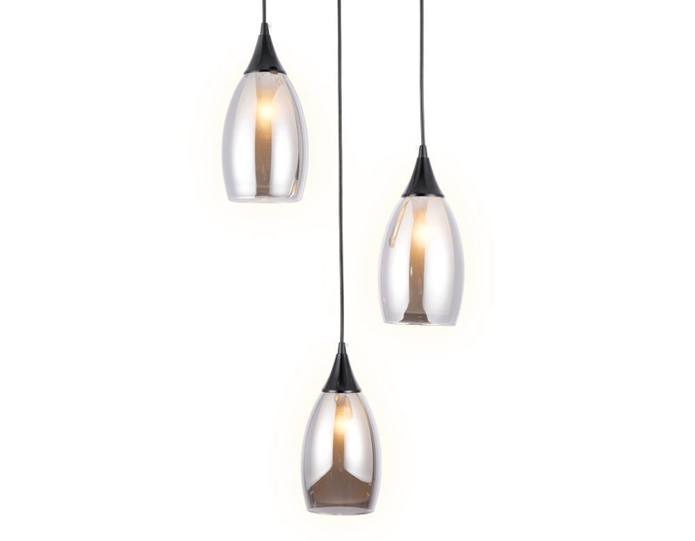 Подвесной светильник TR3550/3 BK/SM черный/дымчатый E14 max 40W 370*130*1000