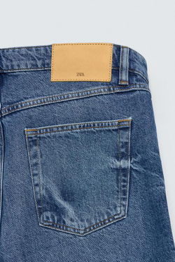 ZARA ДЖИНСЫ STRAIGHT FIT ИЗ ХЛОПКА И ЛИОЦЕЛЛА, СИНИЙ