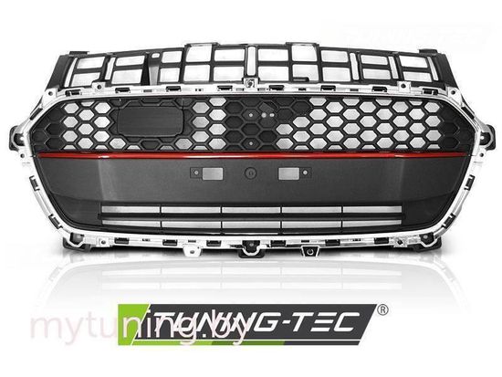 Решетка радиатора для Suzuki Swift IV (17-...) черная с хромированной окантовкой и красной полосой