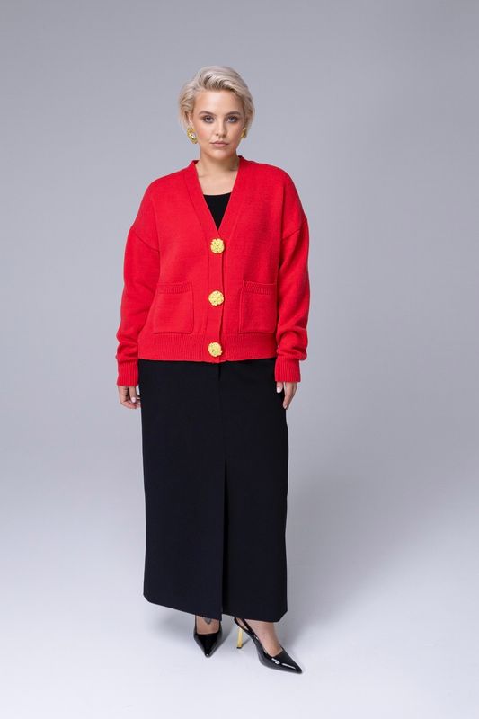 Юбка макси с разрезом, черный