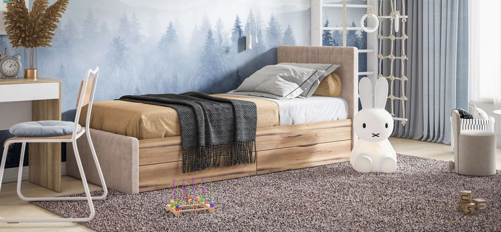 Кровать ЛОФТ Мини 90*200 Орех парона, MONOLIT Латте