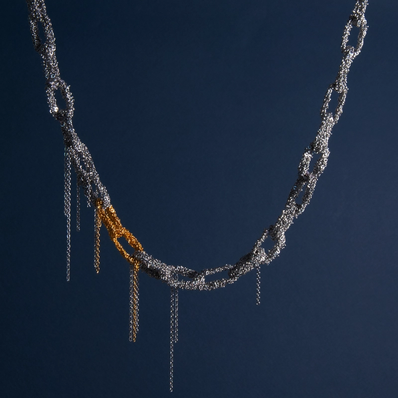 Ожерелье Звенья – Сталь, позолота