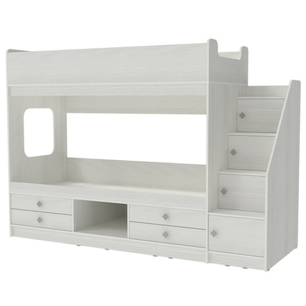 Двухъярусная кровать КарИВи Л-Д606.3 80х190 Белое Дерево Белое Дерево