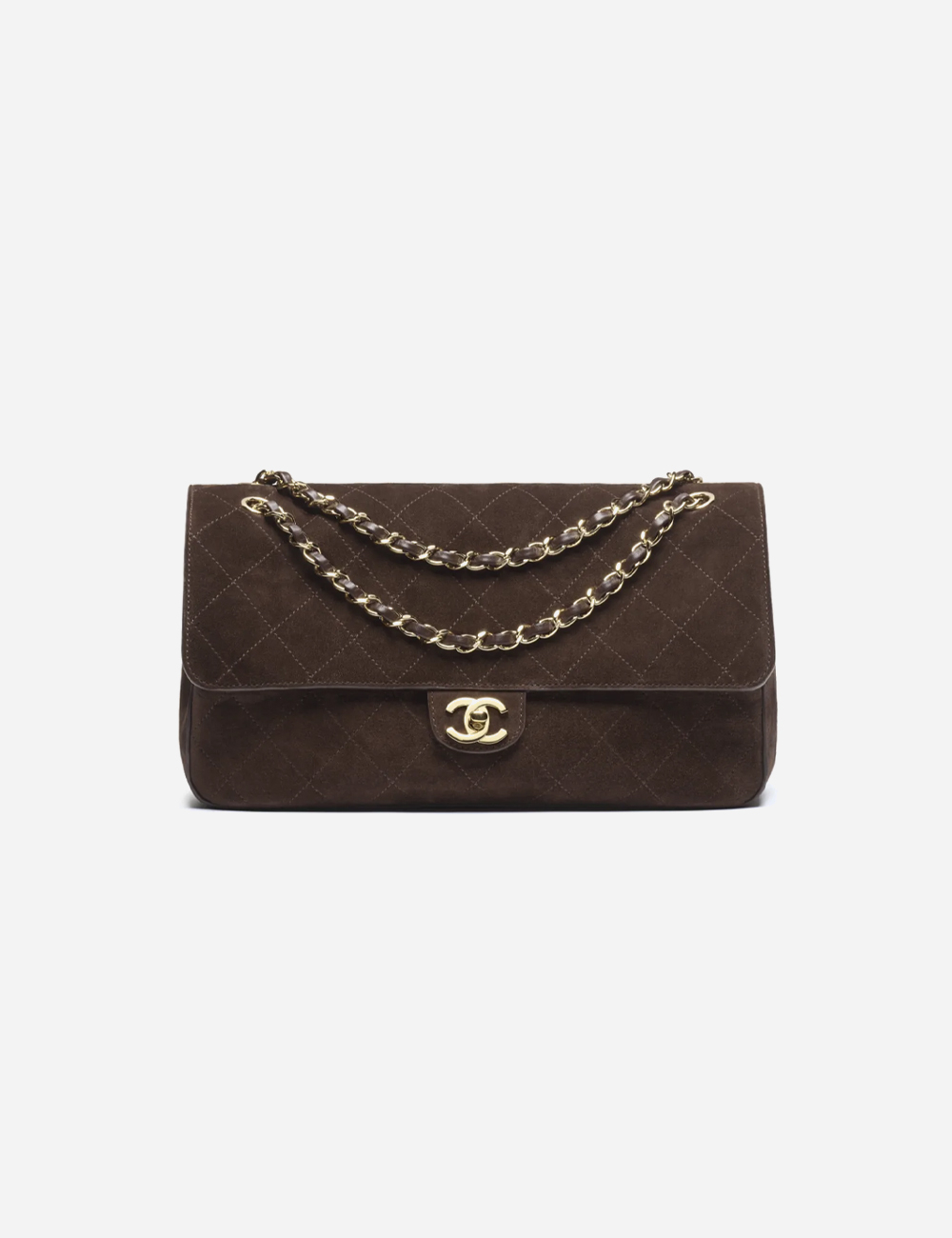 Сумка Chanel Maxi Flapbag Suede Calfskin & Gold Metal "Dark Brown"