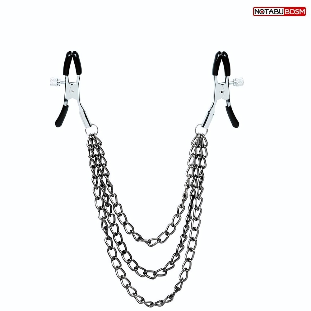 Оригинальные зажимы на соски с тройной короткой цепочкой (Цвет: серебристый)