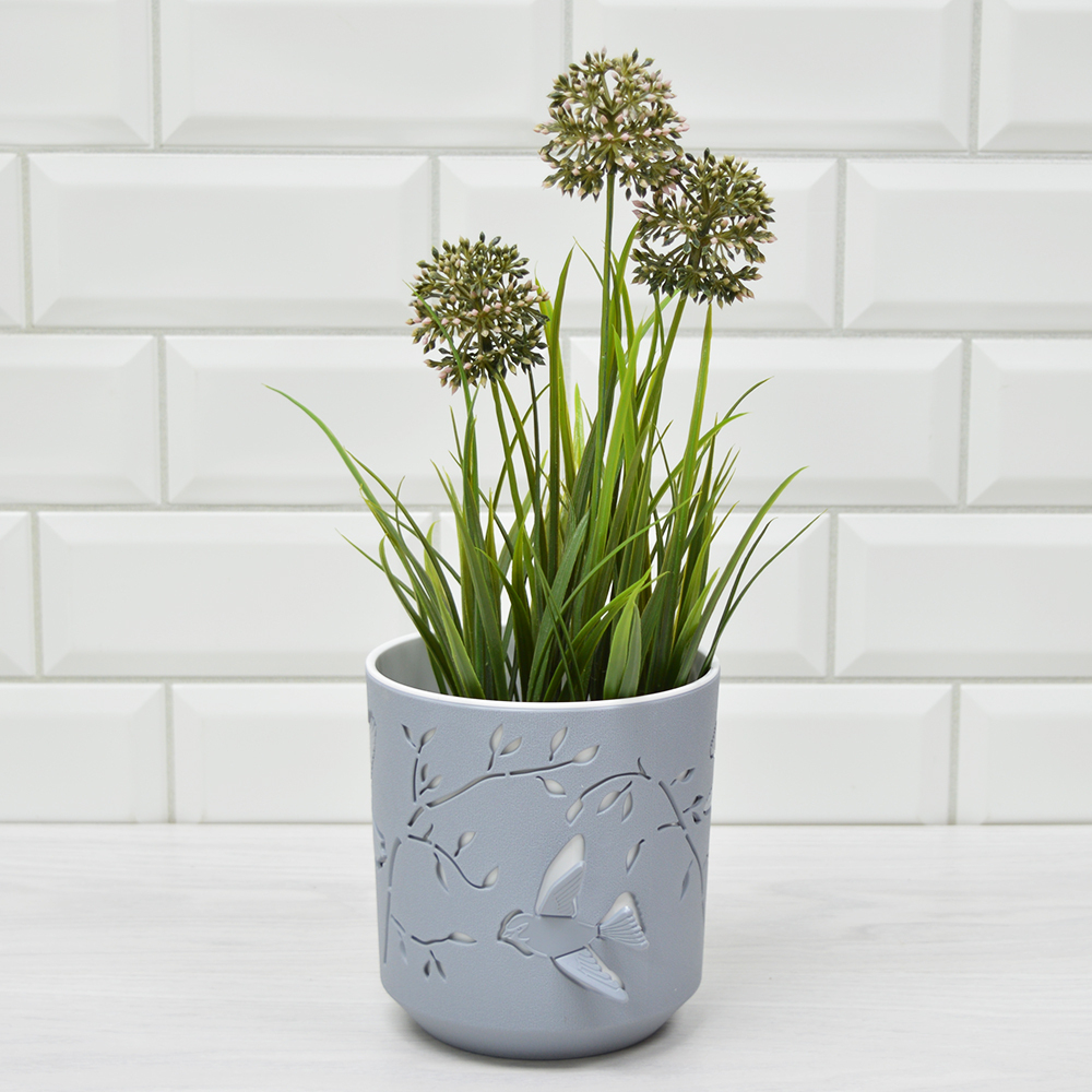 Кашпо Колибри 1,25л, серый жемчуг/белый