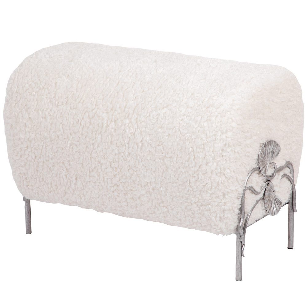 Банкетка Нимфея Молоко Античное Серебро