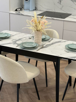 Кухонный раздвижной стол "Белый мрамор" и 4 стула Элион