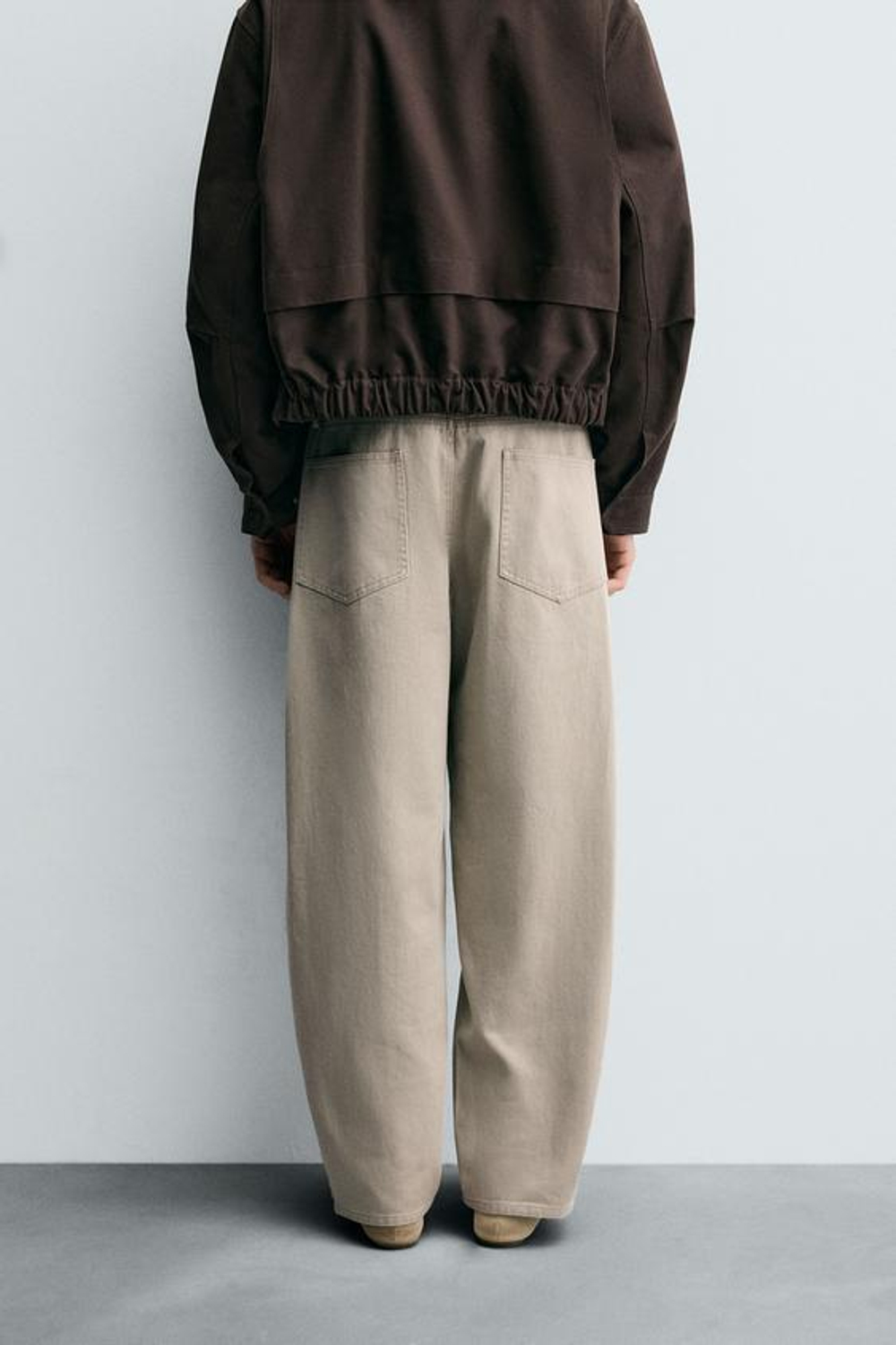 ZARA БРЮКИ WIDE BALLOON FIT С РЕМНЕМ, БЕЖЕВЫЙ