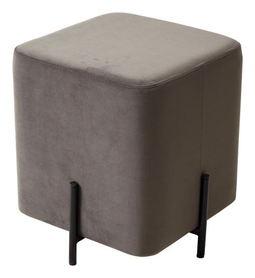 Пуф для гостиной ФЕЛИКС квадратный графит #14, велюр / черный каркас