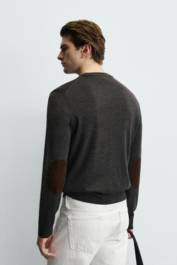 ZARA СВИТЕР ИЗ 100% ШЕРСТИ, СЕРО-КОРИЧНЕВЫЙ МЕЛАНЖ