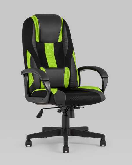 TopChairs ST-CYBER 9 GREEN ткань/экокожа черный/зеленый