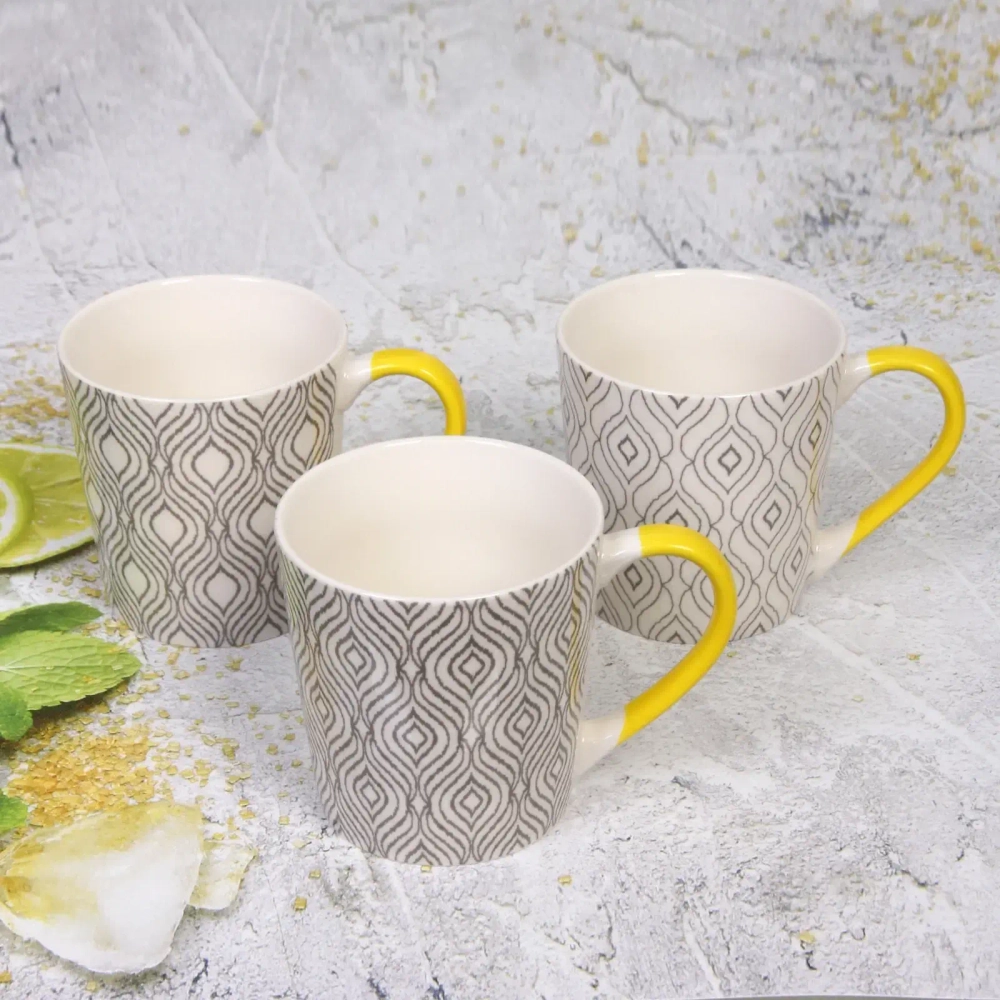 Кружка керамическая 400мл «Орнамент» желтая ручка
