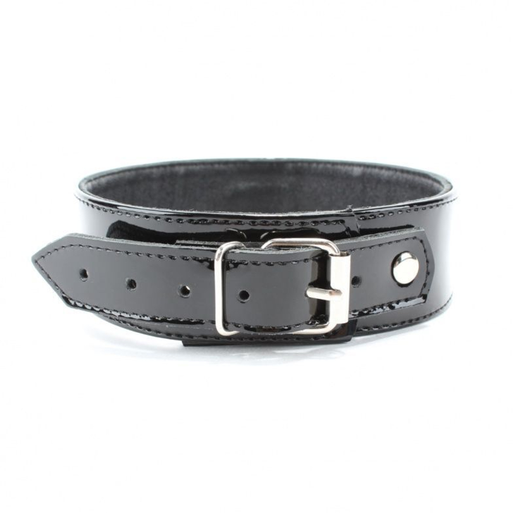 Черный лаковый ошейник на пряжке (Цвет: черный)