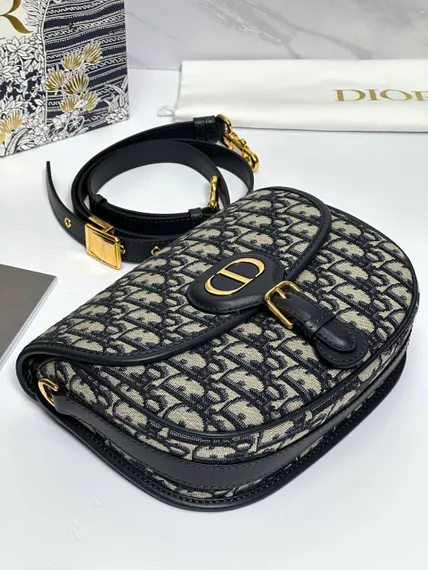 Сумка Dior Bobby синий жаккард Oblique